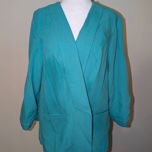 Torrid Teal Blazer Jacket with Cinched Sleeves